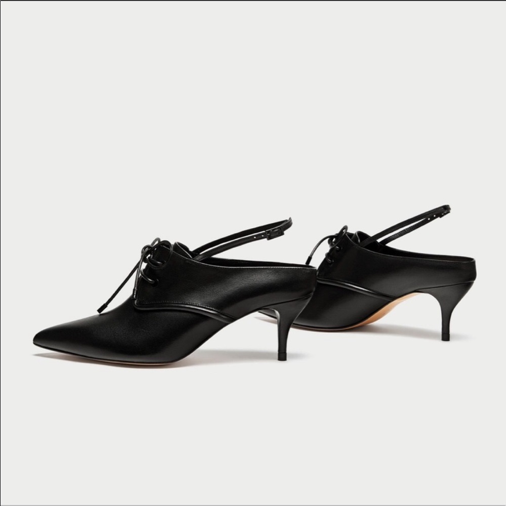 NWOT ZARA Leather tied slingback booties